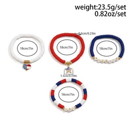 Blue Drop 4th of July Star Heart Star Charm Bracelet For Women Men Red White Blue Beaded Stretch Bracelet Patriotic Bracelets Independence Day Jewelry Gifts - D