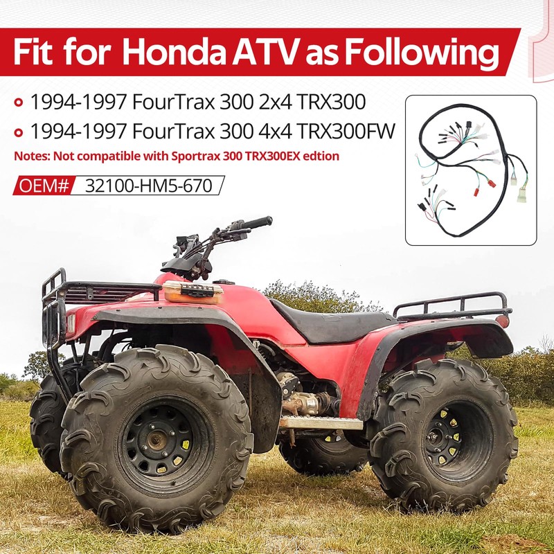 JAVIK Wire Wiring Harness for Honda FourTrax 300 2x4/4x4 TRX300