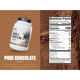 Levels Nutrition Levels Grass Fed Whey Protein Powder, No Artificials, 24G of Protein, Pure Chocolate, 2LB