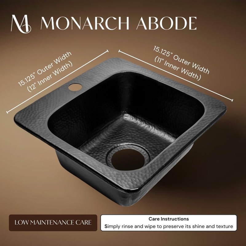 Monarch Abode Kitchen & Bar Sink – 15-inch Baxter Drop
