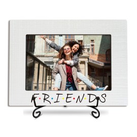 4"X 6" Wooden Picture Frame - Classic White, Friends - 1 Wood Photo Frame With A Metal Stand - Tabletop Display, Gift For Friends, College, Home & Office Decoration & Supplies Horizontal) - A10