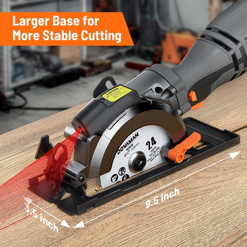 DOVAMAN Circular Saw, 5.8A 4-1/2" Circular Saw w/Laser, Metal Auxiliary