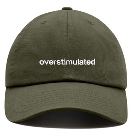 Overstimulated Baseball Cap Embroidered Cotton Adjustable Dad Hat (US, Alpha, One Size, Olive)