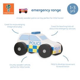 My First Police Car - Wooden Emergency Vehicles, Toy Cars - Wooden Toys 1 Year Old and Toddler Toys - Fun Educational Small World Toys, Early Development & Activity Toys by Orange Tree Toys