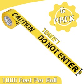 Oleitodh Yellow Caution Do Not Enter Tape 6 Pack 3 inch X 1000 feet, Barricade Tape Bulk Bright Yellow with a Bold Black Print for High Visibility, Tear Resistant Design