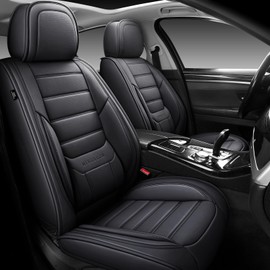 MINGBRON Seat Covers, Car Seat Covers Front Seats, Car Seat Cover, Car Seat Protector Waterproof, Car Seat Cushion Nappa Leather, Black Seat Covers Carseat Cover Universal Fit for Most Cars