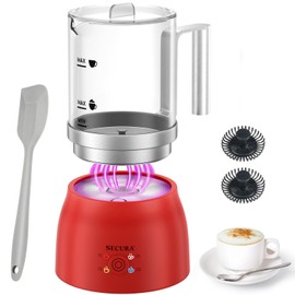 Secura Detachable Milk Frother and Steamer, 17oz Electric Milk Warmer 4-in-1 Hot/Cold Foam Maker, Teflon-Free and Non-Stick Coating-Free Glass Milk Jug, Dishwasher Safe for Latte, Hot Chocolate (Red)