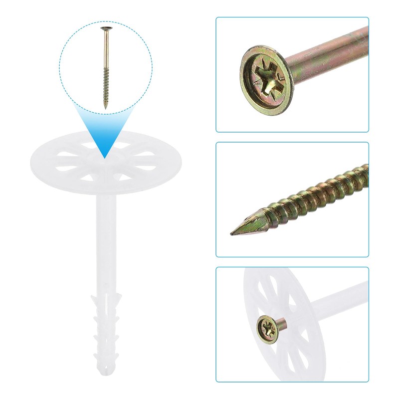 PATIKIL 102mm Perforated Insulation Pins, 50 Pack Insulating Nails Wall