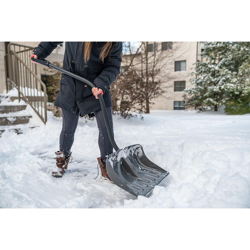 Suncast 18-inch Snow Shovel and Pusher Combo with Ergonomic Shaped
