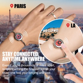 tartoow Long Distance Touch Vibration Bracelets Long Distance Relationship Gifts for Girlfriend Boyfriend Love Bracelets for Couples Bluetooth S001 Silver S Silver M new