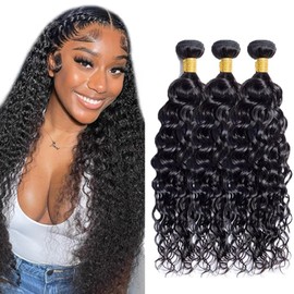 28 30 32 inch Water Wave Human Hair Bundles Natural Black Color #1B Human Hair Bundles Wet and Wavy Bundle Ocean Wave Bundle
