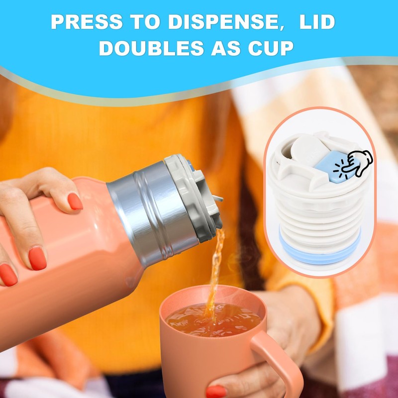 Thermal Flask with Cup 648ml/22oz Flask for Hot Drink, Vacuum