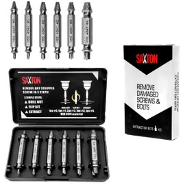 Saxton Damaged Screw Extractor Remover Set for Screws and Bolts - Set Includes 6 Bits