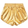 Perfashion - Pantalones cortos metálicos brillantes para mujer, Oro, 6-8