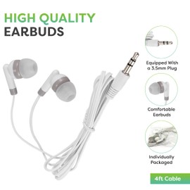 Deal Maniac 10 Pack Earphones Earbuds Headphones 3.5mm Plug Disposable, 12 Assorted Colors (Individually Bagged), Ideal for Children, Kids, Students, Classrooms, Libraries, Bulk Wholesale Pricing