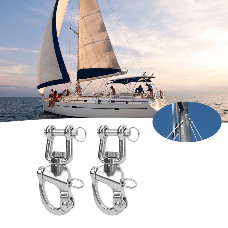 2PCS Snap Shackle 316 Stainless Steel Quick Release High Strength