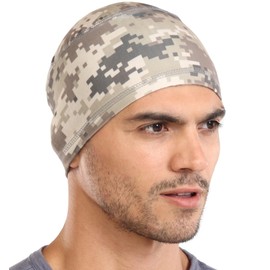 Tough Headwear Skull Cap Liners - Motorcycle and Bike Helmet or Hard Hat Cooling Liner - Mens and Womens No Sweat Head Caps - Cool Running Beanie for Men or Women - Desert Camo