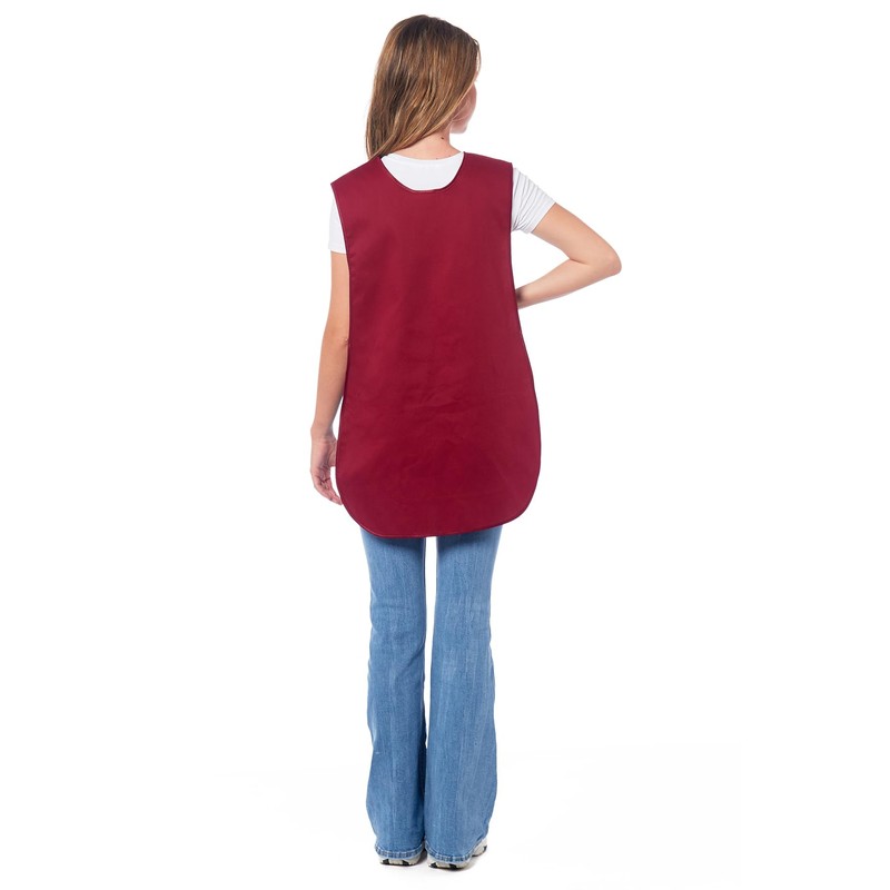Ladies Plain With Matching Piping Tabard Apron Overalls Front Pocket