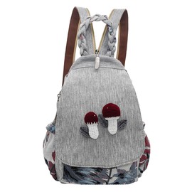 HUANGGUOSHU Boho Backpack Purse for Women Girl's Adjustable Strap Sling Bag Embroidered Woven Canvas with Woven Cotton Perfect Small Sling Bag Mushrooms