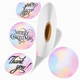 WONLABEL 2 inch Round Thermal Label, Multipurpose Circle Thermal Sticker Labels for Business and Home, Direct Thermal Printer Label for DIY Logo Design, Thanks Card, 500 Labels/1 Roll, Diffuse Purple