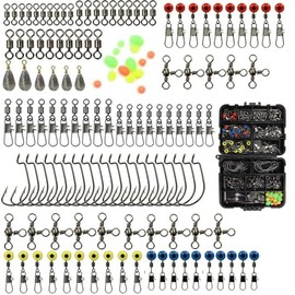 Nanologi Fishing Accessories Set, 160 Pieces, Fishing Swivel Kit with Swivel Beads for Fishing with Sorting Box, Fishing Swivels Plugs, Fishing Beads