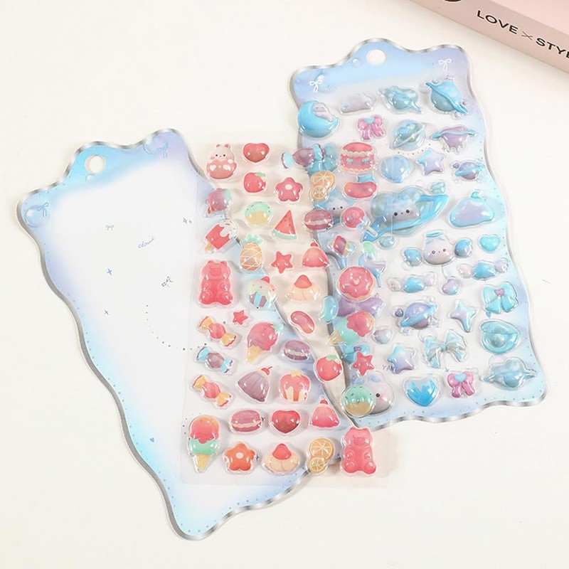 JetWave Squishy Stickers, Set of 4, Cute for Girls, 3D