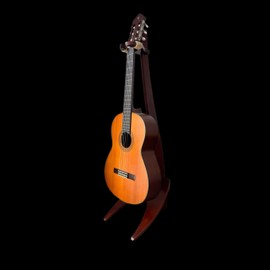 GIVEROO Wooden Guitar Stand Handmade Solid Semi-curved Design Wood Stand Floor, Best for Acoustic guitars, Classical guitars, Banjos, Mandolins (Walnut Color)