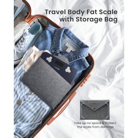 RENPHO Travel Scale for Body Weight, Mini Bathroom Scale for Body Fat, Portable Weight Scale for Traveling with Storage Case, 13 Body Composition Analyzer with App, 400 lbs, Elis Go, 11.02" x 7.09"