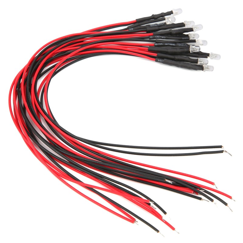 50Pcs LED Lights Emitting Diodes Pre Wired Prewired Round Head