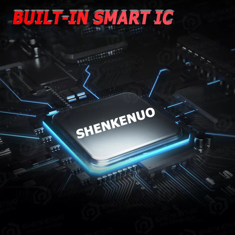 SHENKENUO 2 Sides 2Pcs H7 8000K Ice Blue LED Headlight