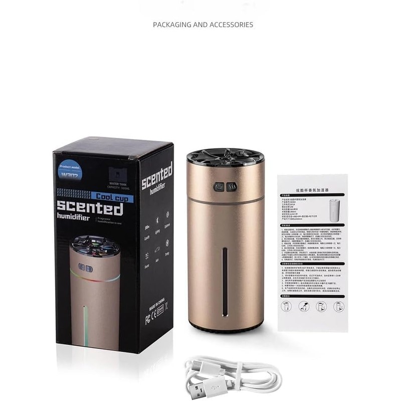 KEWAYO アロマディフューザー 車用アロマディフューザー 超音波霧化技術搭載 静音・自動ON/OFF機能大容量 USB充電式 ディフューザーアロマ 雰囲気ライト (香水は含まれていません)