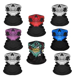 WYSUMMER 8PCS Scarves Bandanas Skull Face Tube Black Headband, Motorcycle Multi Function Headwear Hat Scarf Ski Mask for Dust Outdoors Sports (2a)