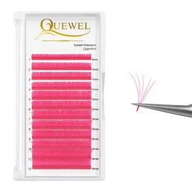 Colored Lashes Extensions .07 D Curl Easy Fan Volume Lashes Pink Volume Lash Extensions 9-16mm Mixed Lash Tray Self Fanning 2D-10D Volume Eyelash Extensions by QUEWEL (Pink 0.07 D 9-16mm)