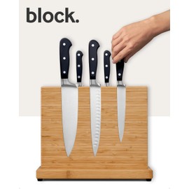 LARHN Magnetic Knife Block - Powerful Double-Sided Wooden Magnetic Knife Holder for up to 9″ Knives - Supplied as Empty Knife Block Without Knives