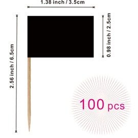 Blank Toothpick Flag Small Mini Labeling Marking DIY Stick Flags for Cocktail Fruit Cupcakes Toppers Food Decorations,100 Pack (Black)