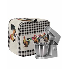 Farm Country Stand Mixer Cover, Farmhouse Retro Black and White Buffalo Plaid Mixer Covers Waterproof Mixer Cover with Storage Pocket Cover for Aid Mixer Easy Clean Dust Cover 16.5"x10.5"x13.5"