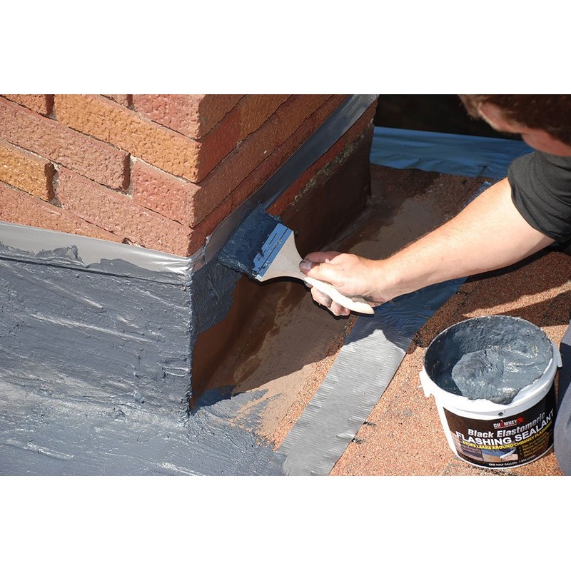 ChimneyRx 300054 Brushable Chimney Flashing Repair Sealant – Black Elastomeric