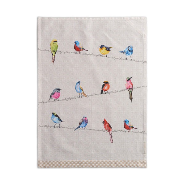 Maison d' Hermine Birdies On Wire 100% Cotton Set of 2 Multi-Purpose Kitchen Soft Absorbent Dish Towels | Tea , Bar Towels (20 Inch by 27.50 Inch)