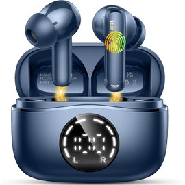 Nerunsa Wireless Earbuds Bluetooth Headphone, Bluetooth Earbuds Noise Cancelling, Deep Bass Stereo Sound Earphone Wireless Headphone with Dual LED Power Display, Type C Fast Charge Ear Buds