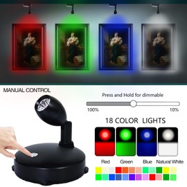HAMVIDNE LED Spotlight, Battery Powered Picture Lights, Uplighting Indoor, Puck Lights with Remote, Color Changing Small Spotlights, Picture Light for Wall Display Dartboard Painting-RGB
