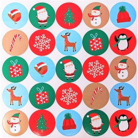 500 Christmas Stickers - 4cm Round (Santa, Snowman, Reindeer etc)