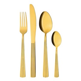 GRÄWE Athens Series Cutlery Set for 4 People Stainless Steel Golden Cutlery Set 16 Pieces Dishwasher Safe Cutlery Set with Decor