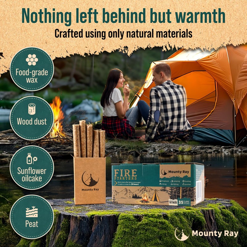 35 pcs Fire Starters for Campfires - Natural Fire Starters