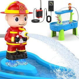 WITALENT Water Table Pump, Fireman Water Pump for Water Table for Kids Ages 3-5, Stepless Adjustable Water Flow，Safe Plug-in Use, Long Cord, Magnetic Base, No Drilling, NOT Included Water Table