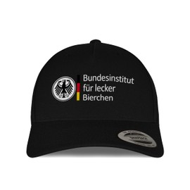 tshirtladen Snapback Schwarz Bundesinstitut für lecker Bierchen – Bier Spruch mit Adler, witzige Männer Snapback für Vatertag, Party, Festival oder Alltag, schwarzes Männer Accessoire