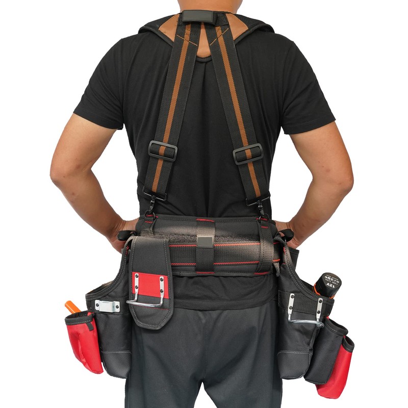 KUNN Carpenter Padded Tool Belt Suspender Tool Harness with Moveable