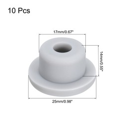 QUARKZMAN Hochtemperatur-Silikonstecker, Durchmesser 17 mm / 0,67 Zoll, T-förmige Gummistopfen, grau, 10er-Pack (Außendurchmesser 25 mm / 0,98 Zoll)