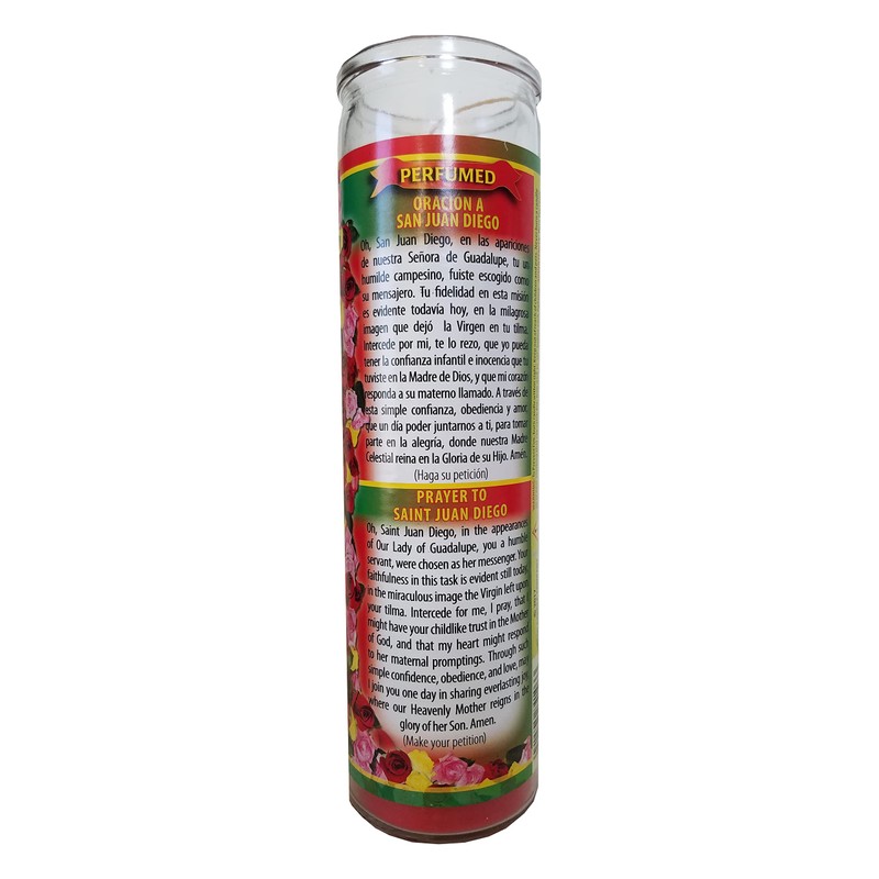 Saint Juan Diego (San Juan Diego) Red Perfumed Pillar Candle