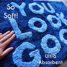 You Look Good Bath Mat Funny Cute Bathroom Rugs Navy Blue Lavender Hello Gorgeous Rug Shower Beautiful Handsome Funny Bathroom Decor Fun Cute Bath Mat Non-Slip Washable