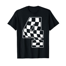 Birthday Boy 4th Race Car Checkered Flag 4 Racing Party Kids T-Shirt